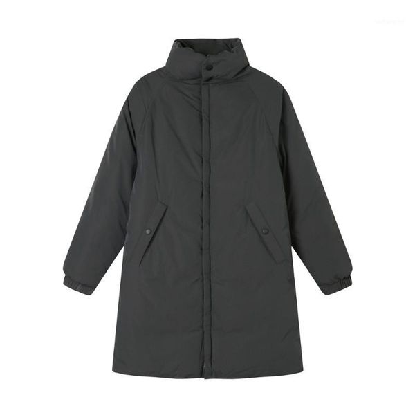 

long down cotton jackets women solid parka loose warm coat winter female stand collar long sleeve winter coat oversize outerwear1, Black