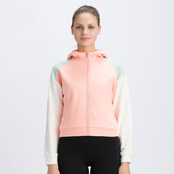 

jacket for women's hooded jacket patchwork long sleeve clothing running sport autumn coat female casual windbreaker outwear, Black;red