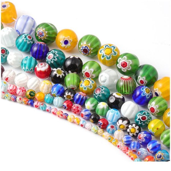 

4 6 8 10 12 14mm murano lampwork flower beads for jewelry making diy crafts accessories multicolor round glass beads w qylphe
