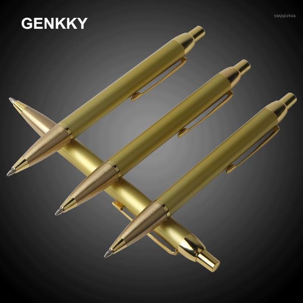 

1pcs genkky commercial metal ballpoint pen gift pens for school office core solventborne automatic ballpoint pen1, Blue;orange