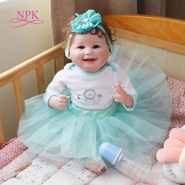 NPK 55 cm Prenses Güzel Gerçekçi Yumuşak Body100% El Yapımı Detaylı Boyama Koleksiyon Sanat Bebek Reborn Bebek LJ201031