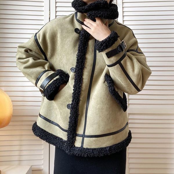 

faux fur coat 2020 new faux lamb fur jacket teddy jacket warm thick fashion loose ladies coats winter women overcoat1, Black