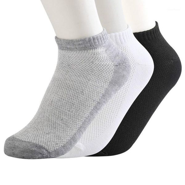 

5pairs solid mesh men's socks invisible ankle socks men summer breathable thin boat chaussettes homme lot big size 38-431, Black