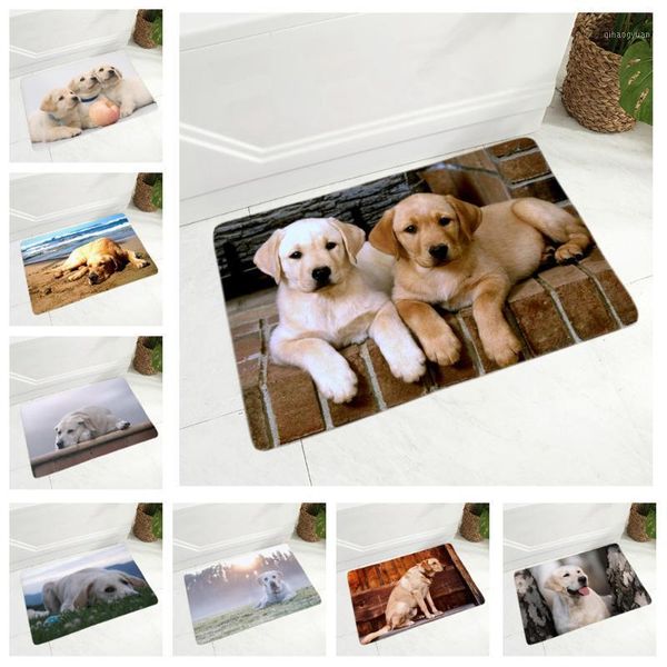

cute labrador floor door mat decor pet dog animal doormat non-slip soft flannel 40x60cm rug for hallway kitchen room carpet1