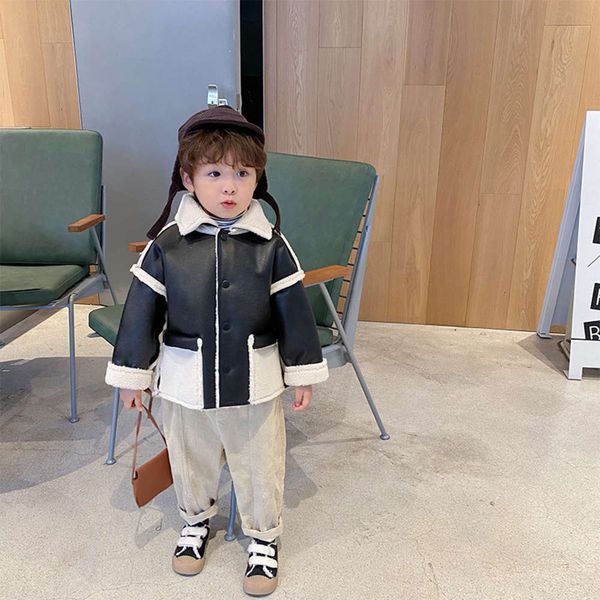 

baby lamb wool 2020 new winter boys' lapel warm children's versatile et o0vs, Black