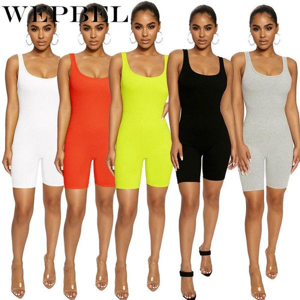 

wepbel sleeveless solid color playsuit short skinny romper overalls summer casual jumpsuit for women, Black;white