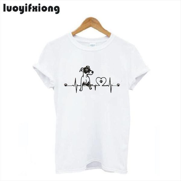 

jack russell heartbeat funny women tshirt short sleeve animal print hipster t shirt women dog t shirt girl tee shirt femme, White