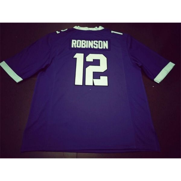 

121 tcu horned frogs #12 shawn robinson real full embroidery college jersey size s-4xl or custom any name or number jersey, Black
