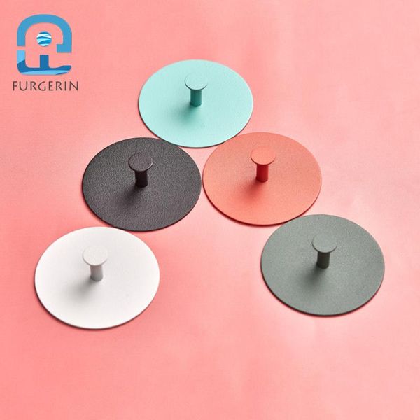 

furgerin 6pcs/set metal door hook hanger cold-rolled sheet round towel hanger key holder wall hook kitchen organizer