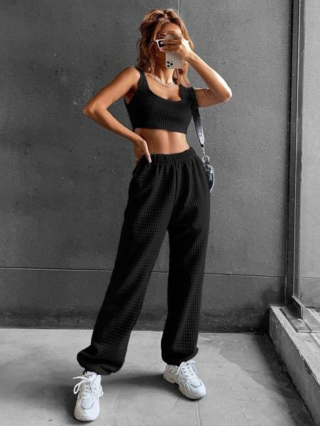 

quilted crop tank & sweatpants f8re#, White