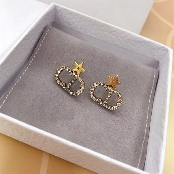 

full brilliant diamonds star red earrings creative new simple, Silver