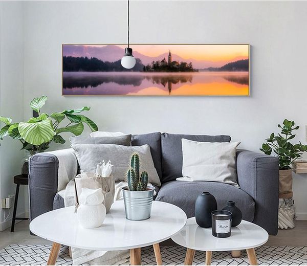 

mountain lake landscape print canvas painting large unframed home decor wall art canvas painting wall picture poster and prints