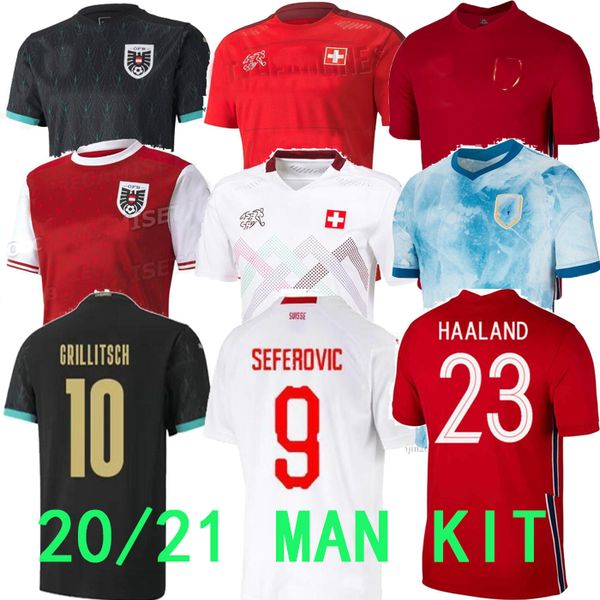 

2020 2021 switzerland soccer jerseys home away haaland maillots austria national team men football shirts thailand quality, Black;yellow