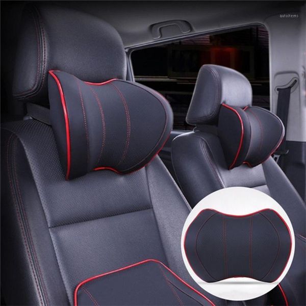 

pu leather car seat head neck rest massage car neck pillow space memory headrest cover vehicular pillow seat headrest1