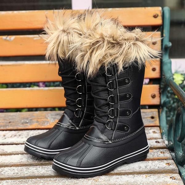 

boots tuinanle snow women winter shoes black 2021 woman plush insole boot big size 42 warm mid-calf botas for
