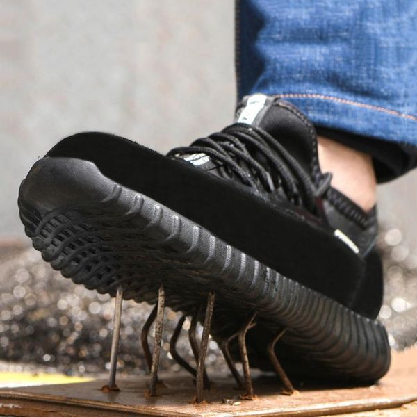 

2020 men work safety shoes men boots anti-smashing safety boots slip-on work shoes welder protective, Black