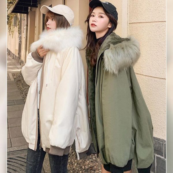 

mid-long fashion zipper parkas winter jacket women fur hooded clothing female thick warm winter casual coat women q3201, Black