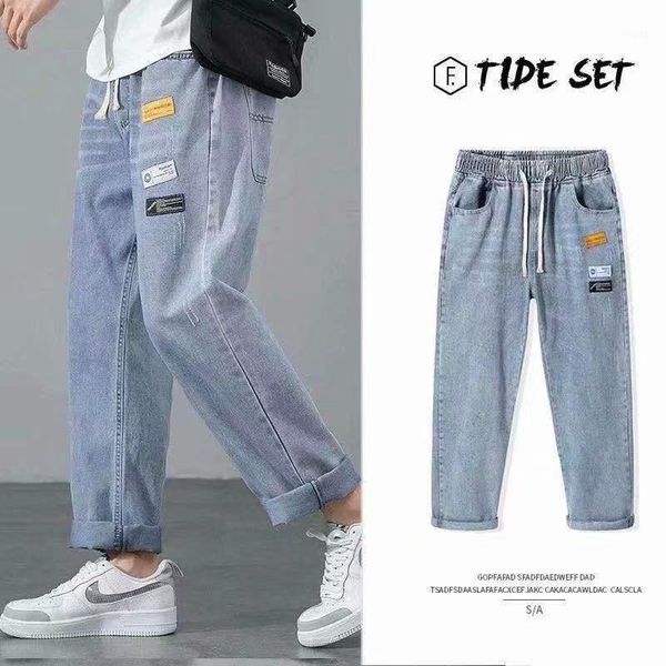 

men's jeans brother wang classic style men brand business casual stretch slim denim pants light blue black trousers male1