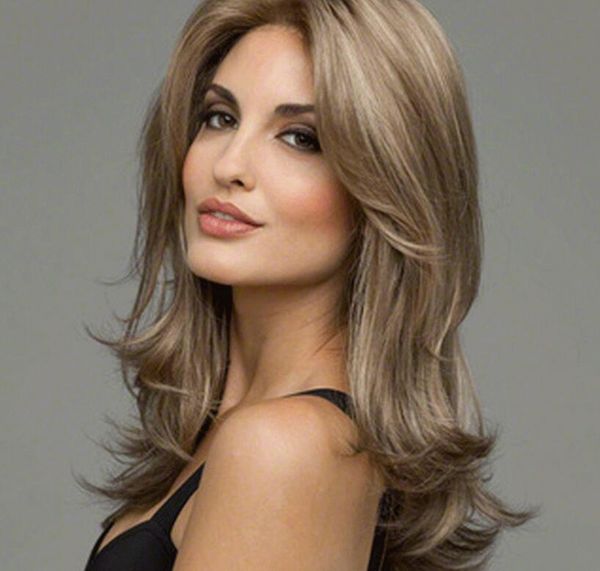 

good air permeability european and american fashion women's mid long curly hair chemical fiber headgear more preferential, Black