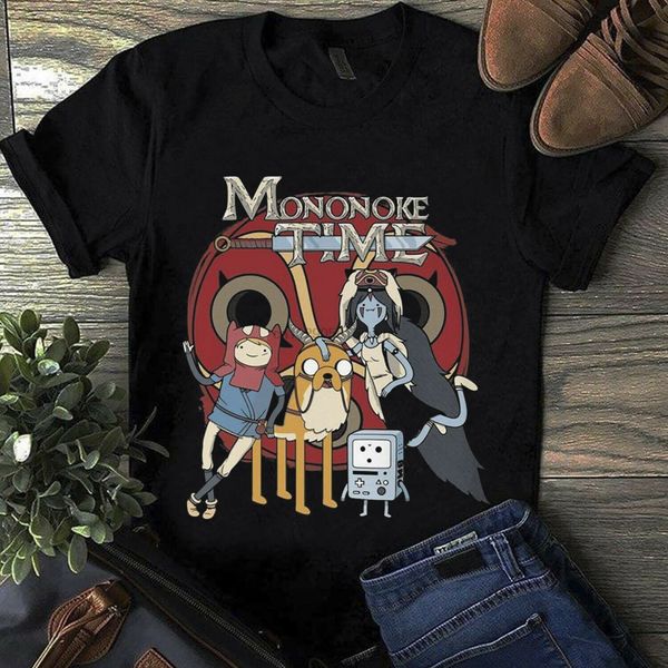 

mononoke time adventure time princess mononoke ladies black cotton t shirt s-3xl sport hooded sweatshirt hoodie