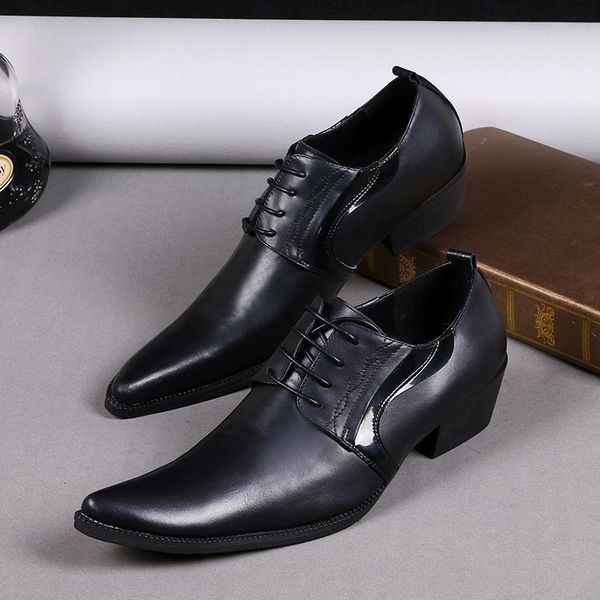 

genuine leather square toe mens shoes high heels black oxford shoes for men slip-on dress formal prom zapatos hombre vestir