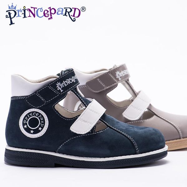 

princepard 2020 new summer orthopedic sandals for boys microfiber shoes gray navy orthopedic shoes pig leather lining insoles, Black;red