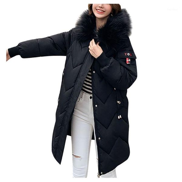 

2019 new winter jacket women hooded parka coats female long sleeve thick warm snow wear women slim down casual jacket coat1, Black