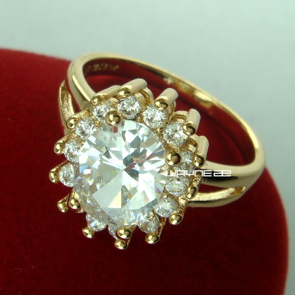 

r271-18k заполненного золота помолвки дизайн леди белого сапфир кольцо sz8, Silver