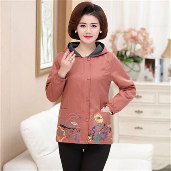 

big size 5xl women short jacket coats autumn long sleeve windbreaker female large size hooded print coat elegant casual outwear1, Black;brown