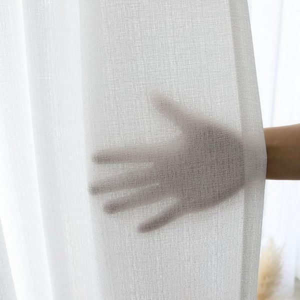 

modern white pure linen cotton thicker curtains for living room translucent window treatments kitchen panel sheer drapes m047#30