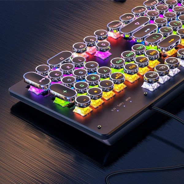 

redstorm mechanical keyboard metal panel round retro keycap 104 keys backlit wired gaming keyboard for pc lap