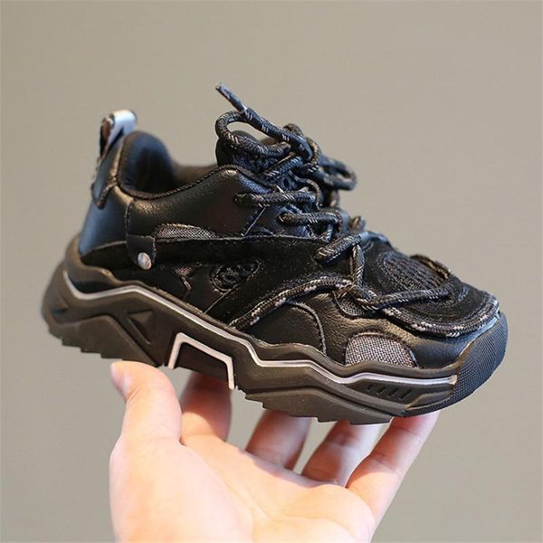 

dimi 2020 autumn boys girls sport shoes fashion casual breathable kid running shoes genuine leather soft bottom children sneaker wmtdaw, Black