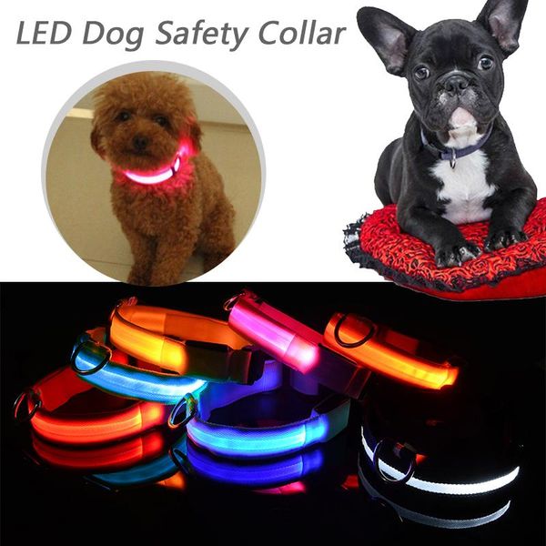 

dog collars & leashes pet collar flashing usb rechargable led safety light up nylon strap neck belt for small large #15
