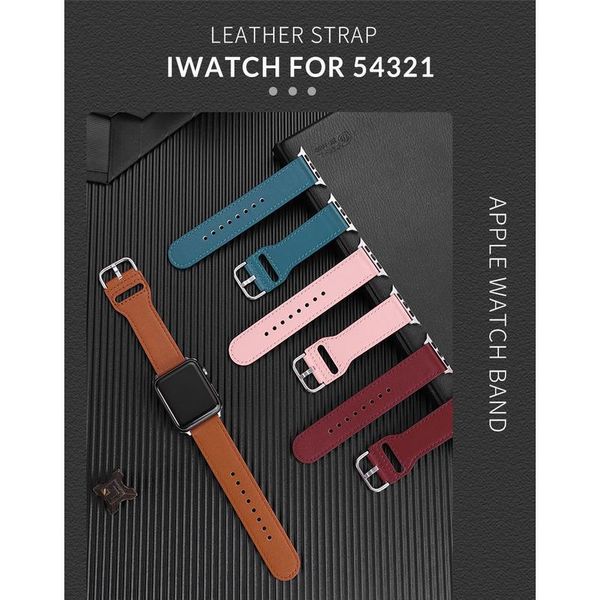 

genuine leather loop strap for watch band 42mm 44mm series 5 4 watchband 38mm 40mm iwatch 3 21 correa bracelet acc jllbrv, Black;brown