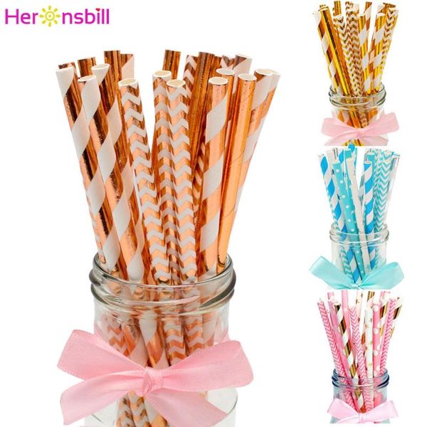

25pcs paper drinking straws birthday party decorations kids baby its a boy girl babyshower gender reveal princess supplies