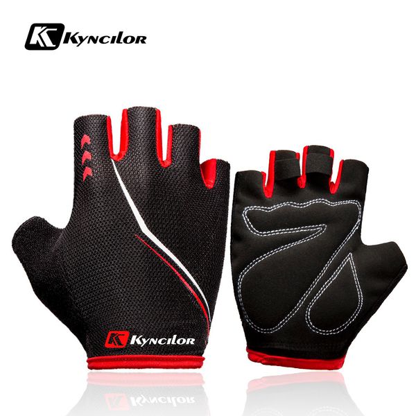 

kyncilor bike half short finger shockproof breathable mtb road bicycle gloves men women sports cycling equipment, Blue;gray
