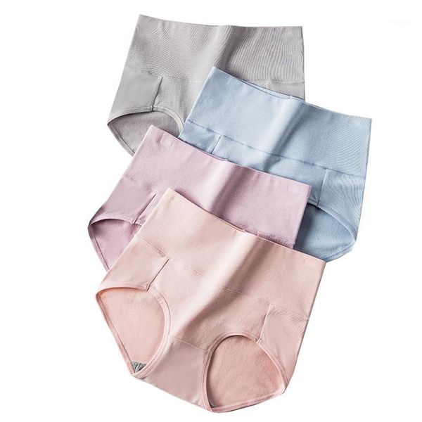 

langsha 1piece panties women high waist soft cotton slimming ladies underwear solid seamless briefs girls underpants1, Black;pink