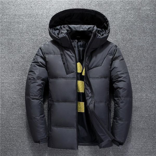 

2020 winter men parkas coat warm white duck down parkas jacket men's casual hooded solid color thick overcoat men clothings1, Black