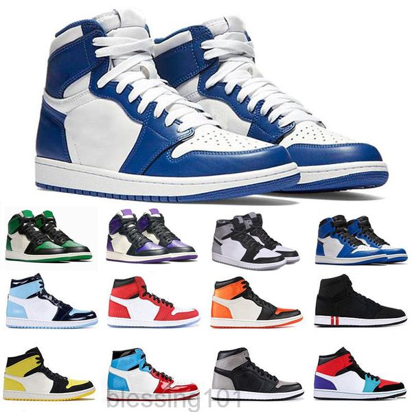 

new basketballs shoes jumpman 1 1s og high pine green black court purple royal bred toe nc obsidian unc game basketballs sneakers bt11