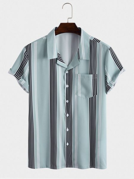 

men block striped print shirt b4o0#, White;black