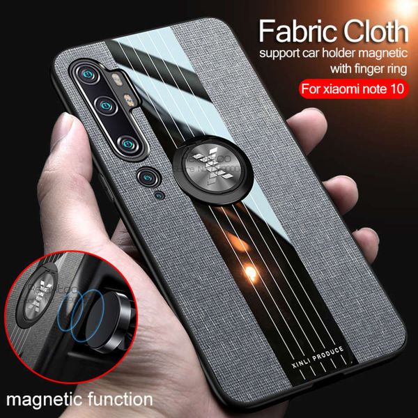 

for xiaomi mi note 10 lite case fabric cloth car magnetic holder cases xiomi note10 pro mi10 light finger ring phone cover coque