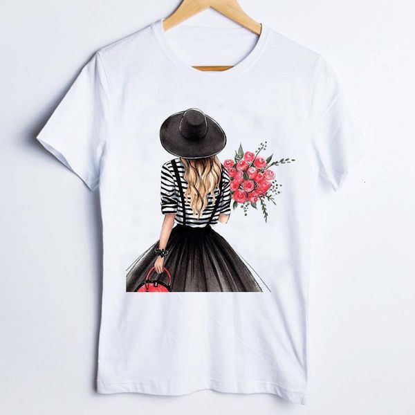 

tees for women print graphic flower elegant 90s cartoon ladies clothes lady clothing female t shirt womens t-shirt, White