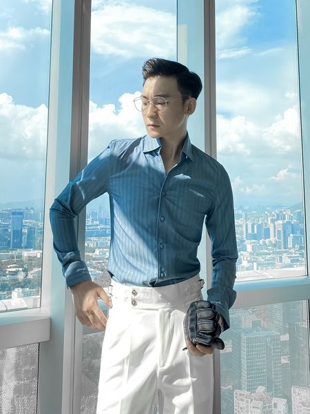 

daio ethan korean british design fit big stripe temperament versatile shirt trend
