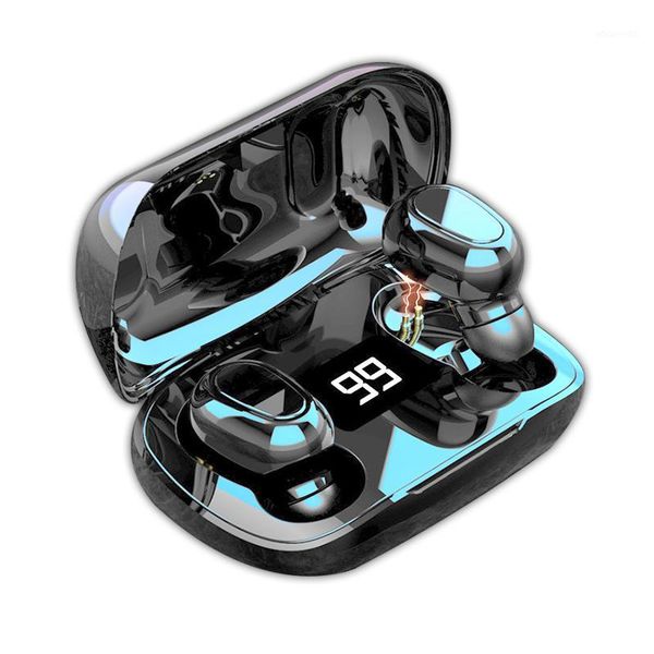 

wireless earphone bluetooth v5.0 sports wireless in-ear led display cordless stereo with microphone hifi headset1