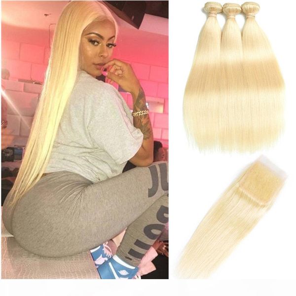 

brazilian virgin hair bundles with closures 613 blonde bundles with frontal 10-30 inch straight human hair 3 bundles with 4*4 closure, Black;brown