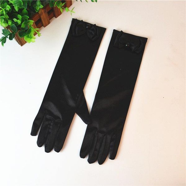 

12green satin bridal gloves for girls long princess cosplay accessories wedding dress glove with bow costume birthday gift h qyldpt, White