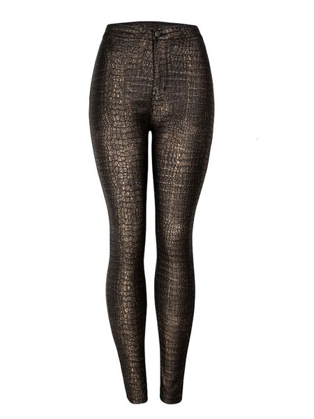 

2021 new autumn and winter products high-waist tights plutonium little crocodile feet standard leather pants 97t6, Blue