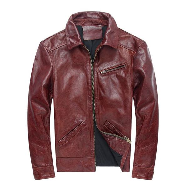 

spring autumn men's genuine leather jackets coat fashion biker jackets, Black