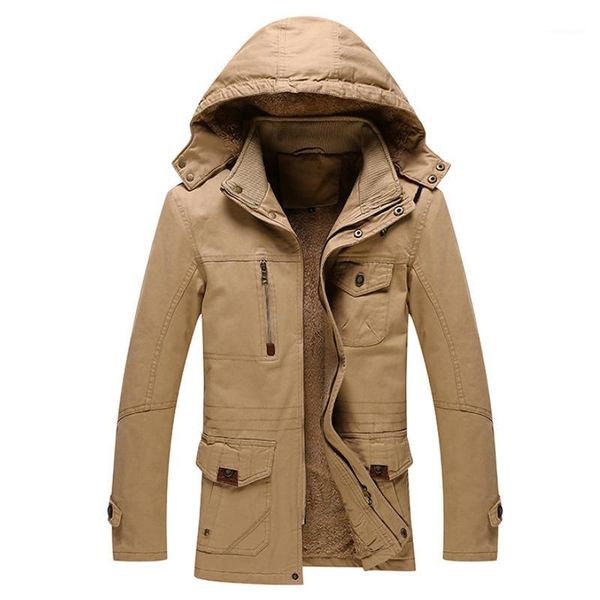 

the new winter jacket middle age men plus thjck warm coat jacket men's casual hooded coat1, Tan;black