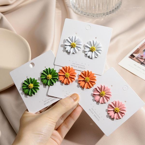 

stud 2021 korean cute flower earrings for women fashion sweet candy girl fresh petal earring summer daisy jewelry1, Golden;silver